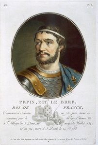Retrato de Pepino, chamado &39;Le Bref&39;, rei da França (714-768), gravado por Madame de Cernel, 1789